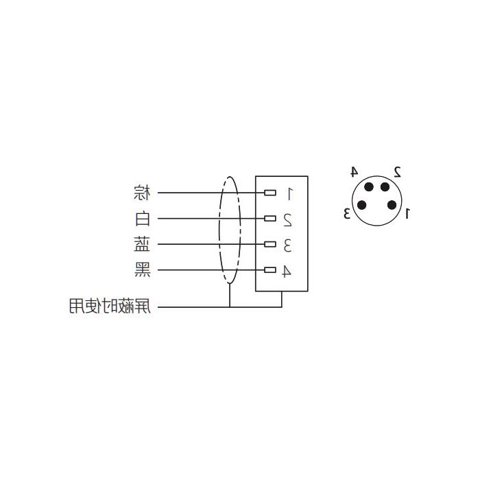 M8 4Pin、公头直型、单端预铸PUR柔性电缆、黑色护套、63S101-XXX